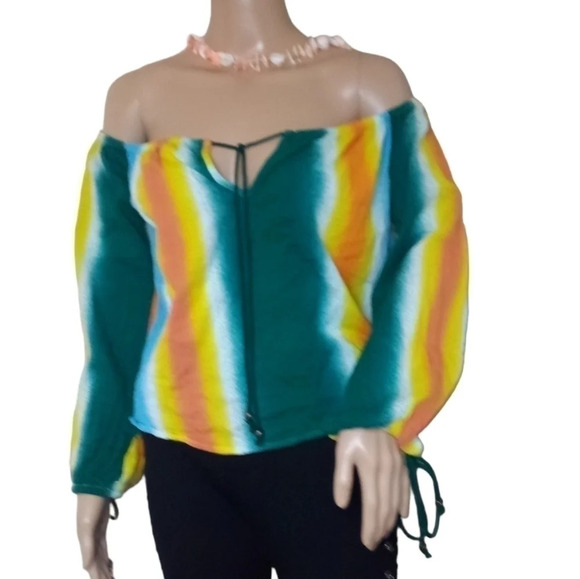 BCBGeneration Faded Striped Off The Shoulder Top - Picture 6 of 6